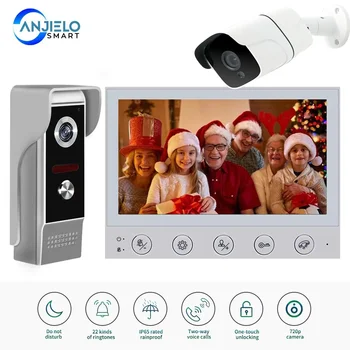 7 Inch Video Intercom for Home System Kit Outdoor Doorbell with Camera Ir Night Vision Waterproof Handsfree Dual-Way Intercom 1