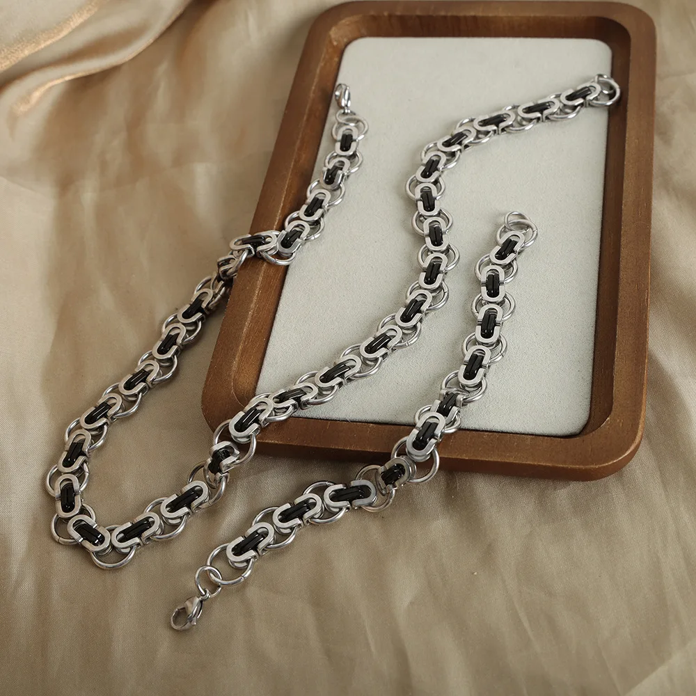 

Hip Hop Big Chunky Cuban Chain Necklace for Women Punk Charm Hand Bracelets Jewelry Set Steampunk Women New