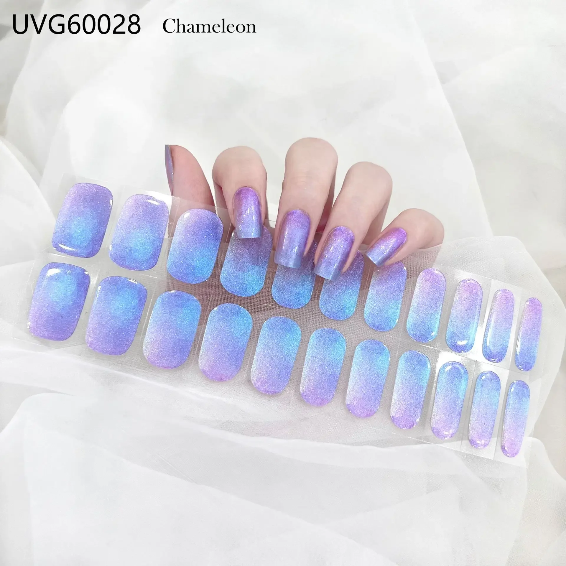Multicolor Decals Gel Nail Stickers UV Lamp Semi Cured Gel Nails Strips High Quality Use Nail Maniko 22Tips/Sheet