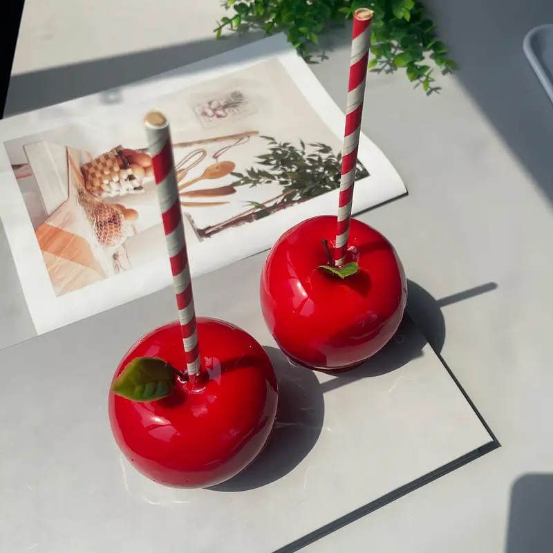 Caramelo maçã doce comer açúcar doce e crocante delicioso amor maçãs encantadores modelos de comida falsa decoração para casa pr - Image 6