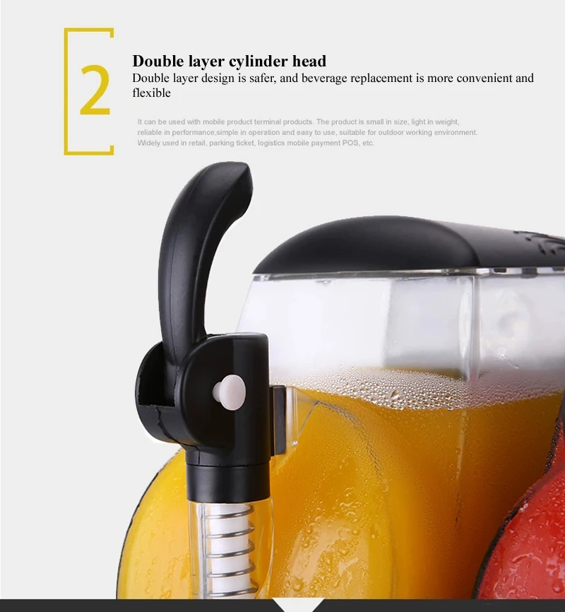 Description Picture 5 of item300W Slush Machine Double Slot Snow Melting Machine Snow Mud Ice Beverage Cold Drink Machine Double Tank Slush Ice Cream Machine