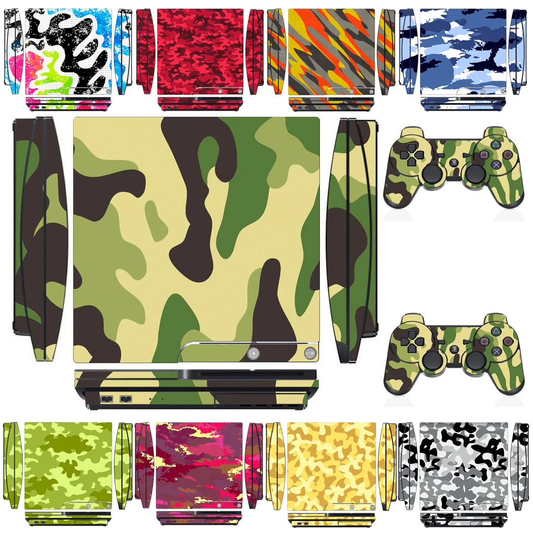 Protezione Adesiva In Vinile Mimetico Per Sony Ps3 Slim Playstation 3 Slim E 2 Adesivi Per Pelli Controller