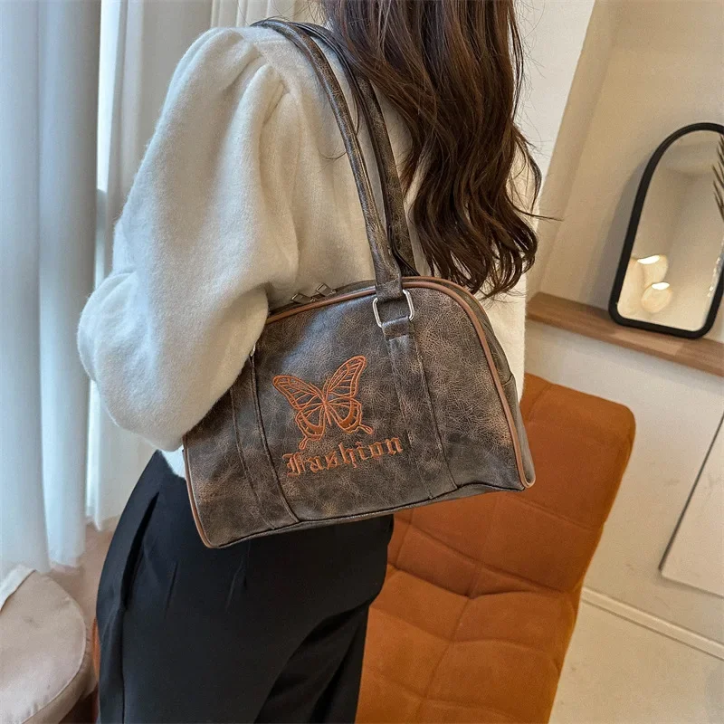 

Butterfly Maillard Retro Handheld Bag Women's New Trendy Korean Underarm Shoulder Bag Versatile Large Capacity Shoulder Bag