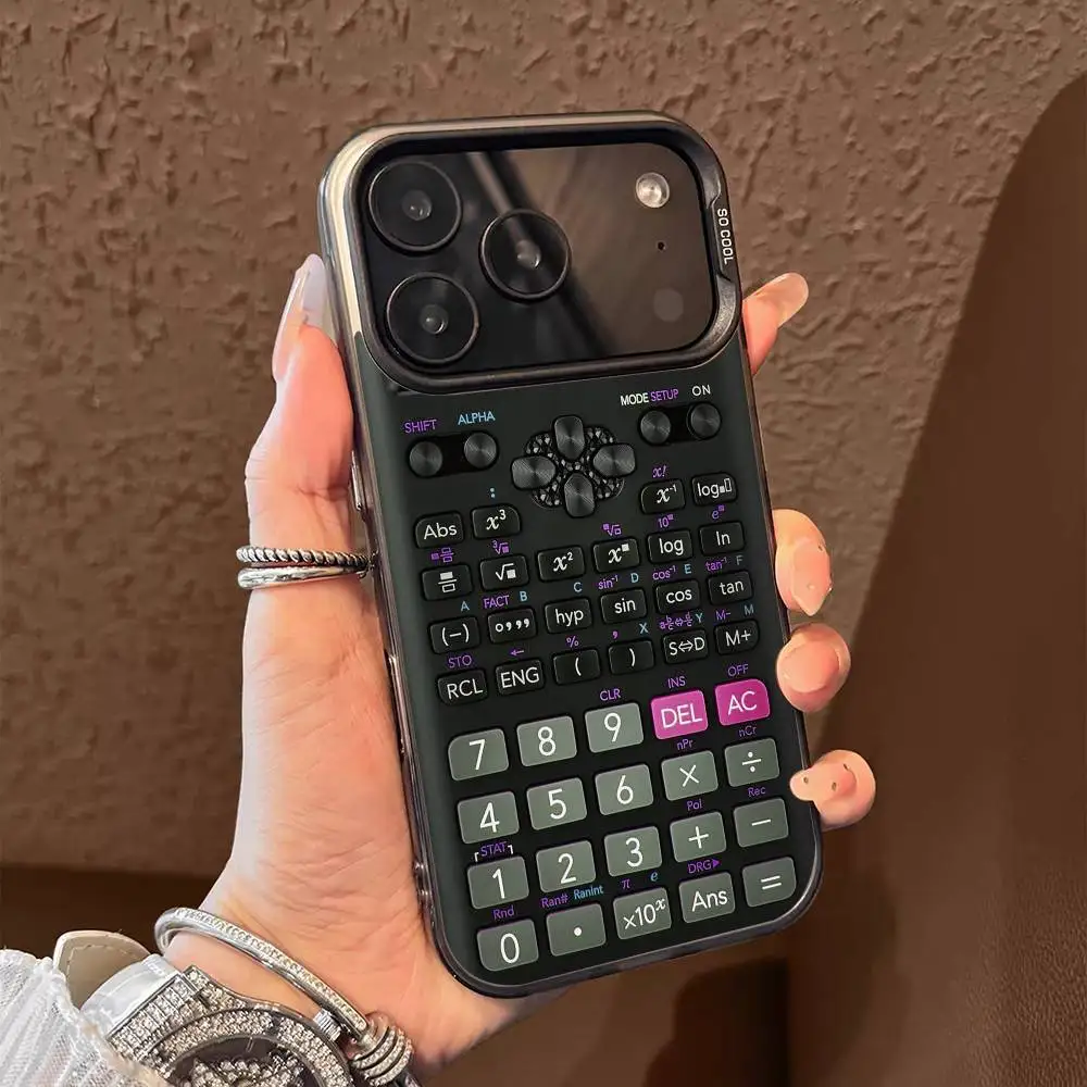Multicolor Metallic Aurora Matte Laser Phone Case with Stylish Calculator Pattern