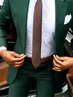 2 Pieces City Casual Gentleman Dark Green Wedding Groom Suits Costume Homme Mariage Terno Masculino Slim Fit Best Man Blazer