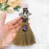 Natural Amethyst Crystal Love Heart Magic Broom Gem Crafts Home Decoration Reiki Healing Witch Broomstick Christmas Gift 2