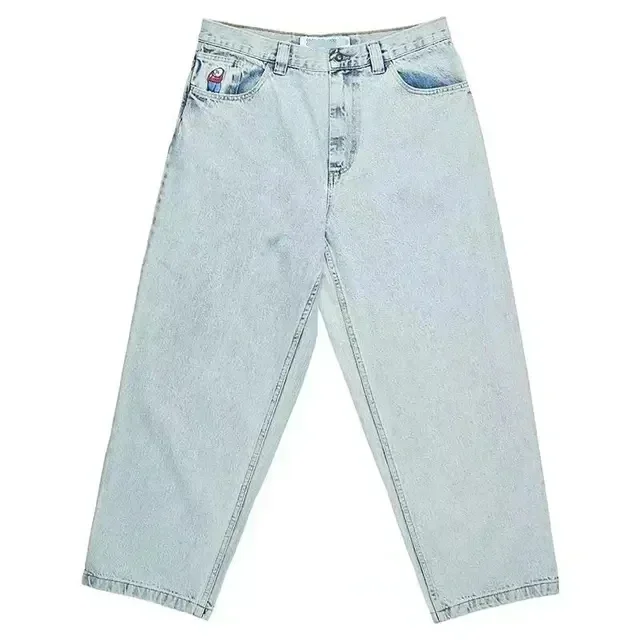 BigBoy Embroidery high waisted Jeans Retro Blue Baggy Skateboard Streetwear Y2K Couples Fashion Basketball Pants Clothing 2