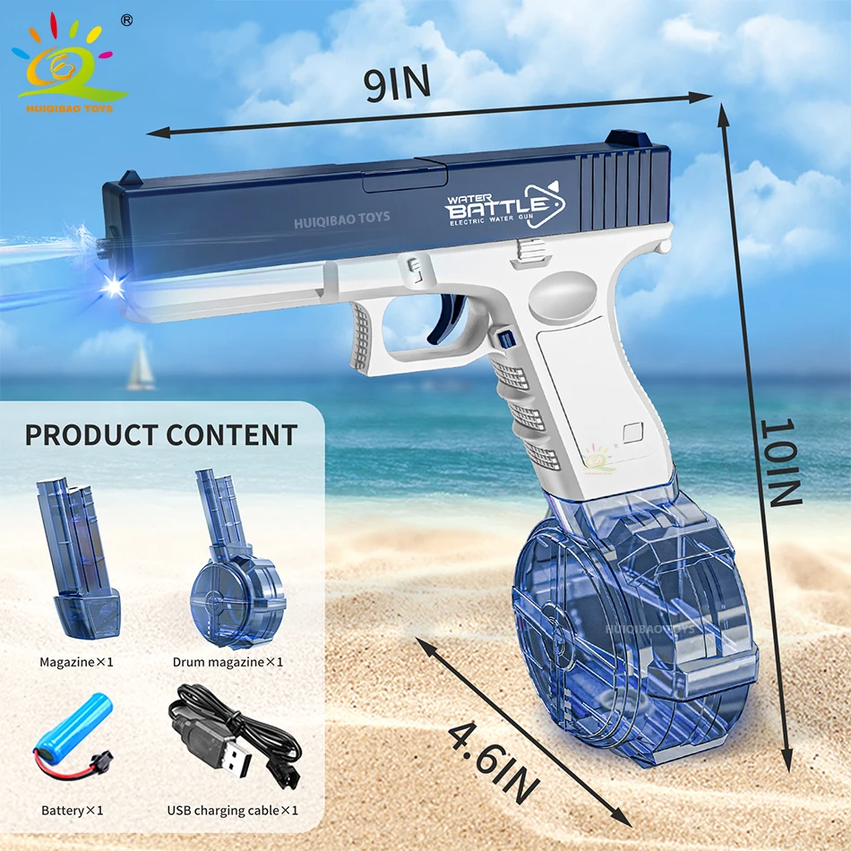 Electric Light Auto Burst Water Gun Firing Pistol Cannon Toys Summer Outdoor Shooting Game Fight Toys for Children Boy Gift 6