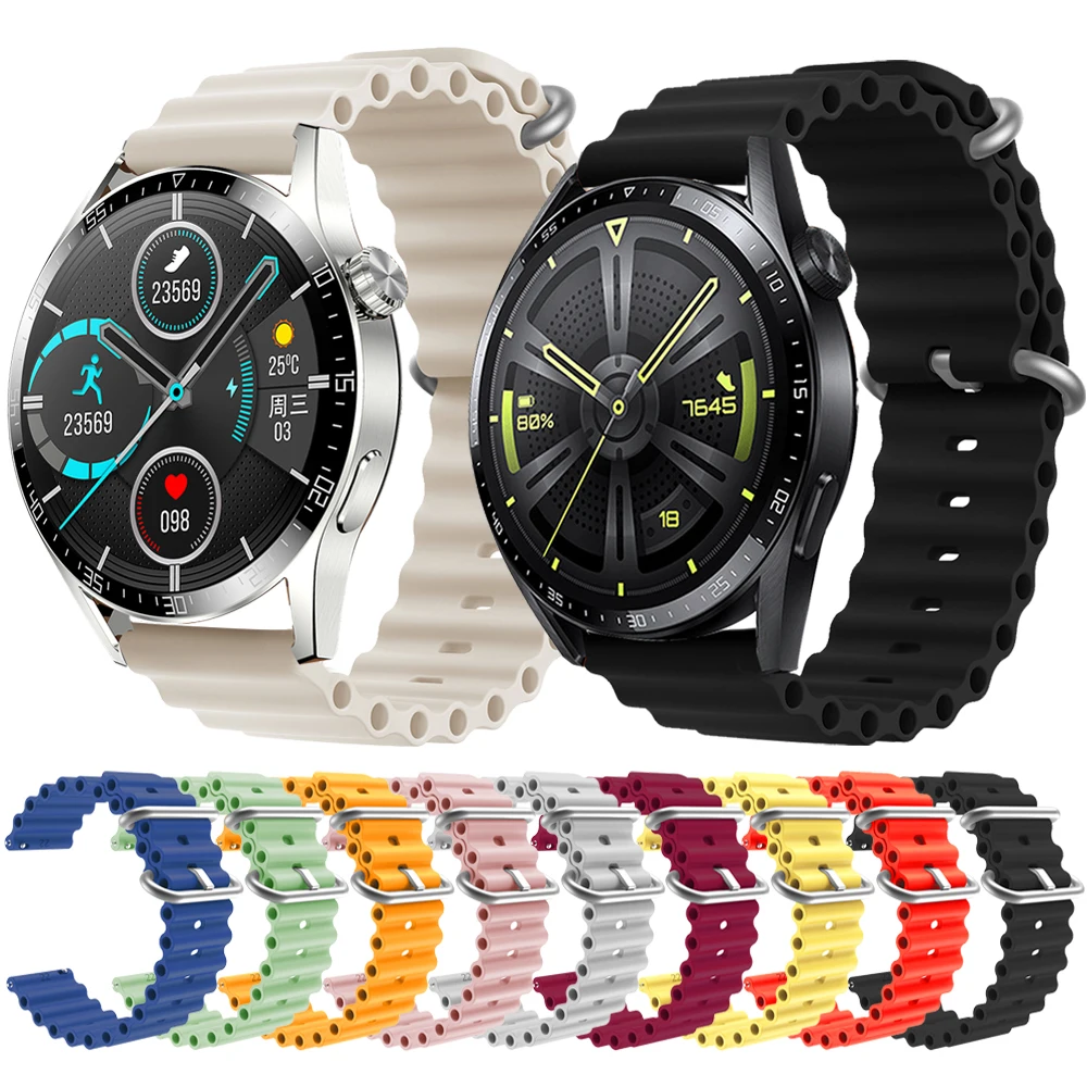 

Силиконовый ремешок Ocean для HUAWEI WATCH GT 3 46 мм 42 мм, браслет для часов HONOR MagicWatch 2 GS 3 Pro ES, 20 22 мм