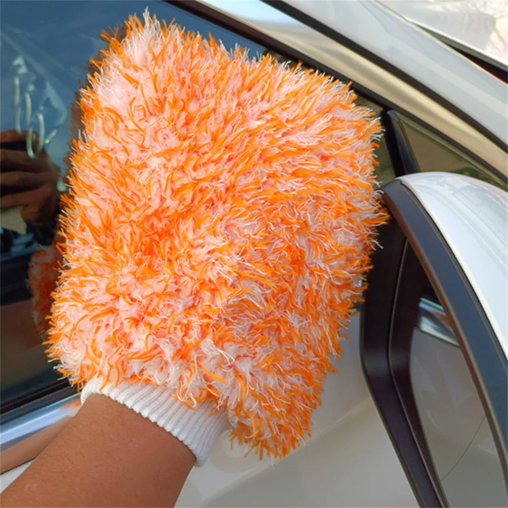 Coral Fleece Car Cleaning Gloves Large Color Plush Fine Fiber Cleaning Towel Car Washing Supplies Bear Paw Accessories