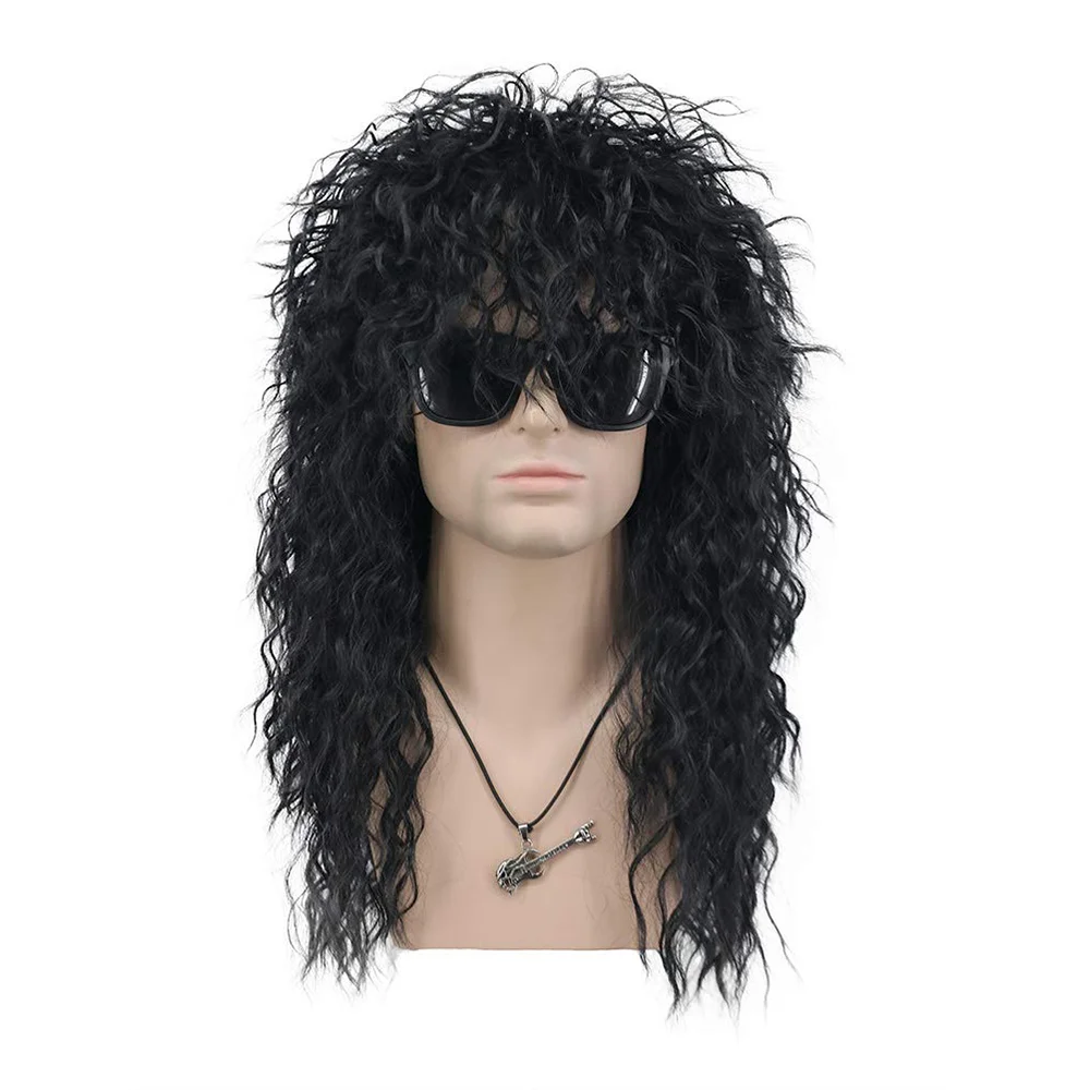 Fgy Men's Black Punk 70's 80's Carp Head Wig Halloween Cosplay Long Curly  Hair Rock High End Disco Costume Party Synthetic Wig - Synthetic Wigs(for  Black) - AliExpress