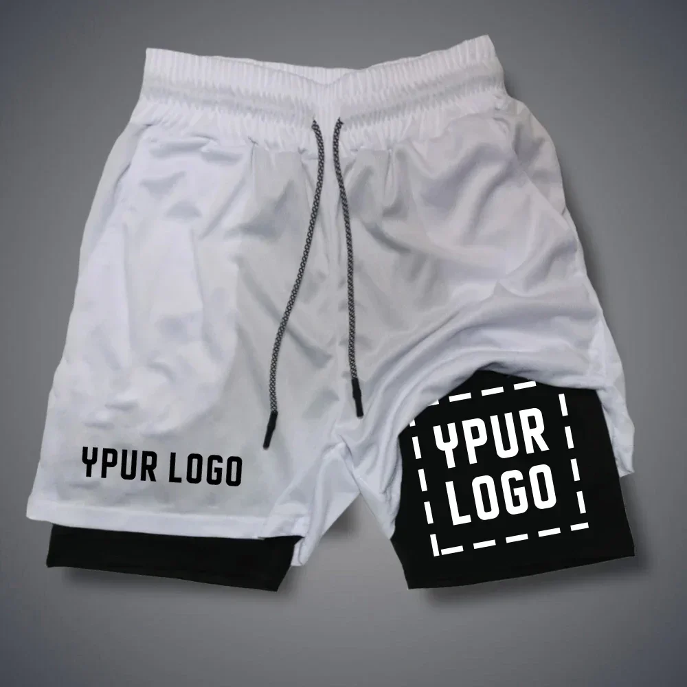 Custom Compression Shorts Men Gym Athletic Pants Your Logo Fitness Sportswear Personalized Double Layer Quick Dry Sports Shorts 3