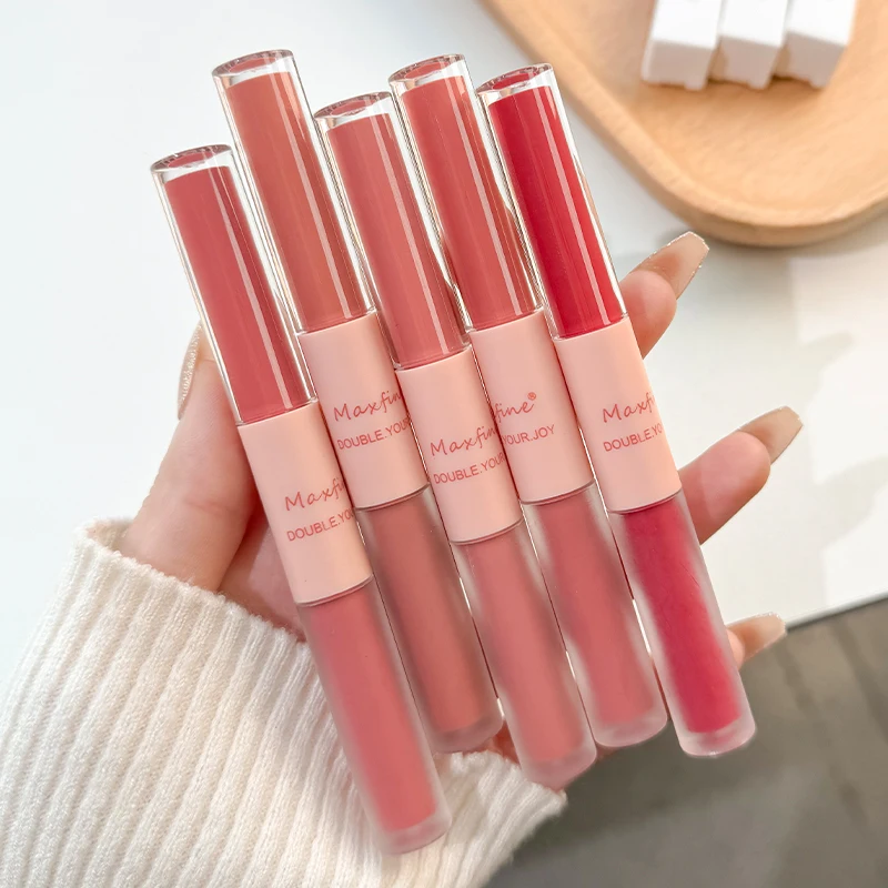 Lip Gloss Lip Liquid Lipstick Double Ended Velvet Jelly Texture Moisturizing Easy Apply