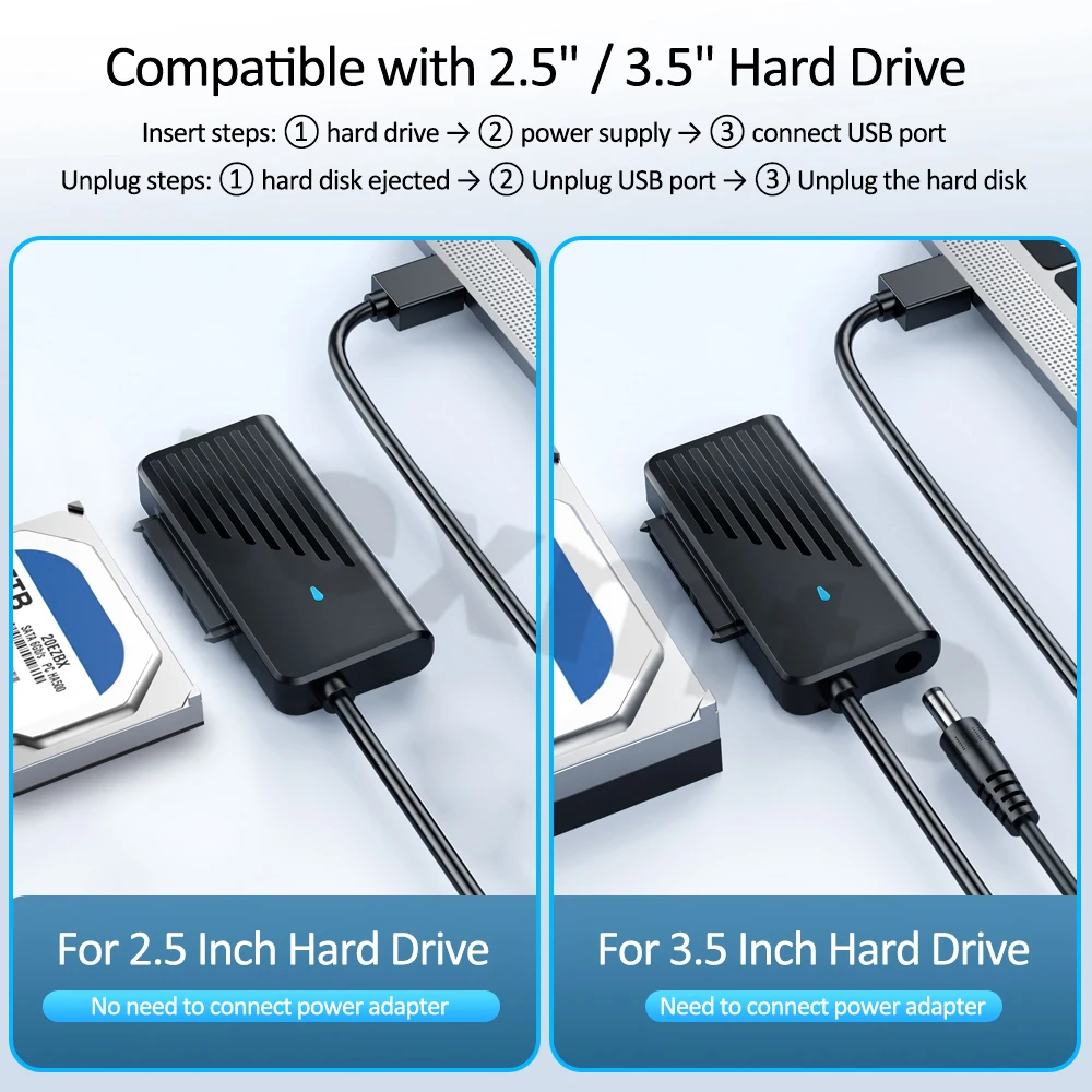 Zexmte SATA-USB 3.0  USB A-SATA 3 ̺ 6Gbps  2.5/3.5 ġ ϵ ũ  HDD SSD, cabo sata 