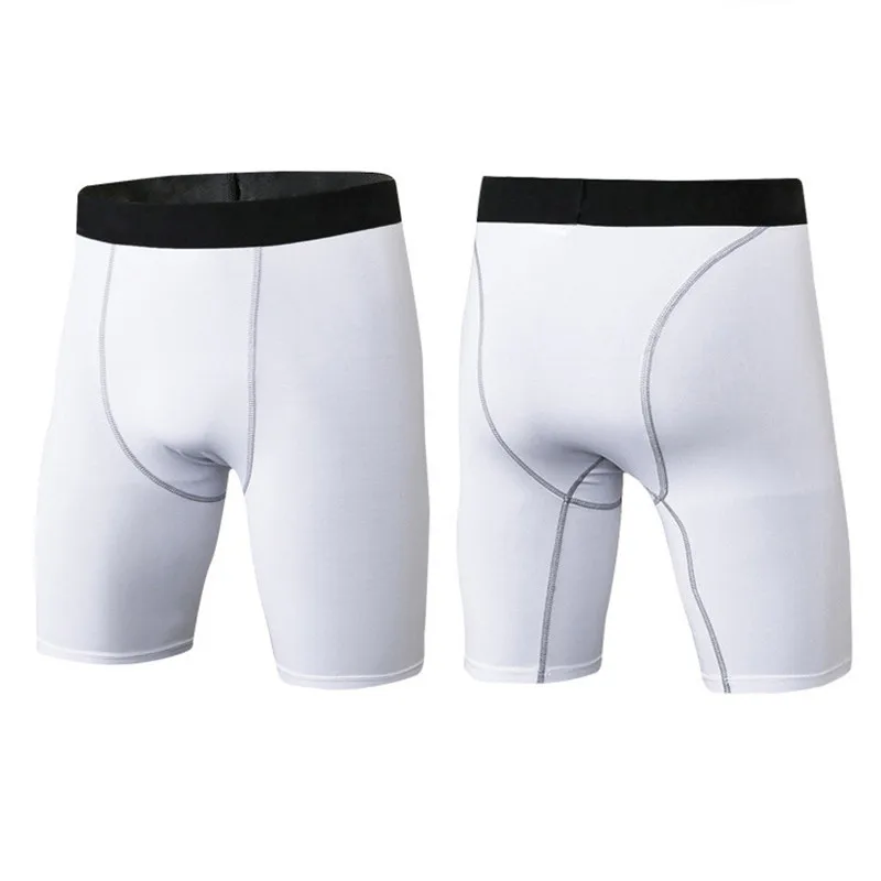 Men's Black Base Layer Underwear Skinny Sports White Tight Shorts Fitness Outdoor Workout Training Bodybuilding Cycling Pants
