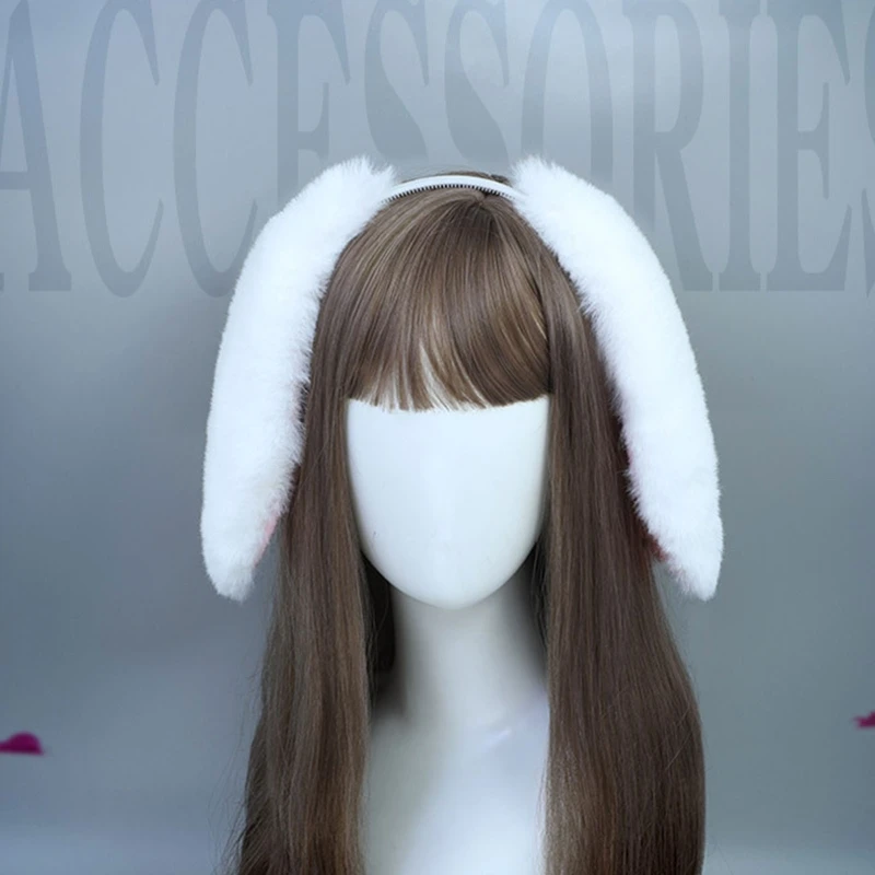 Funny Upright or Lop-ear Plush Bunny Ear Hair Hoops for Women Girl Headband Cosplay Costume Accessories Party Headgear for Christmas hair accessories hair bands hair band cosplay accessories cosplay headpiece