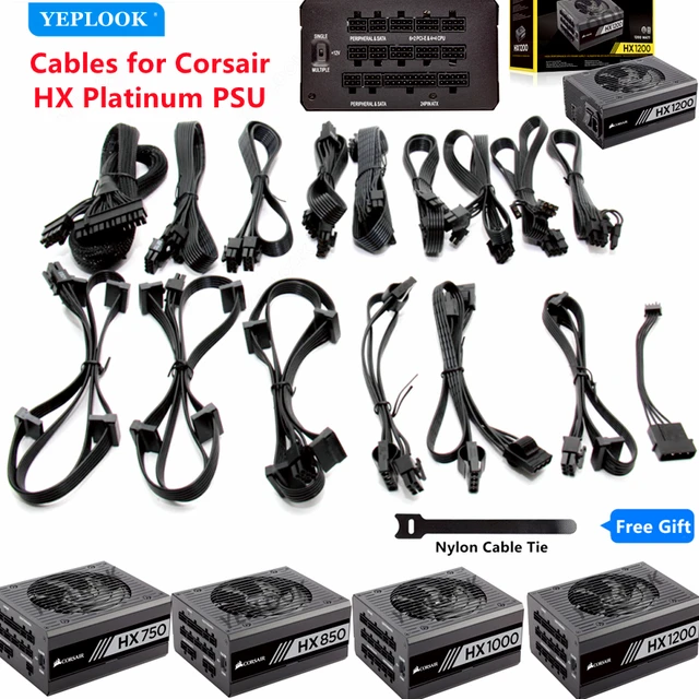 Corsair-オリジナルのモジュラーケーブル、gpu pcie、8ピン、cpu、atx、24ピン、sata  molex、4x1200、hx1000、hx850、hx750、プラチナタイプ4 psu