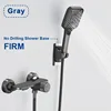 Gray Waterfall Bathtub Faucet With Hand Shower Brass Chrome Wall Mounted Bathroom Shower Mixer Tap Full Shower system Set 2