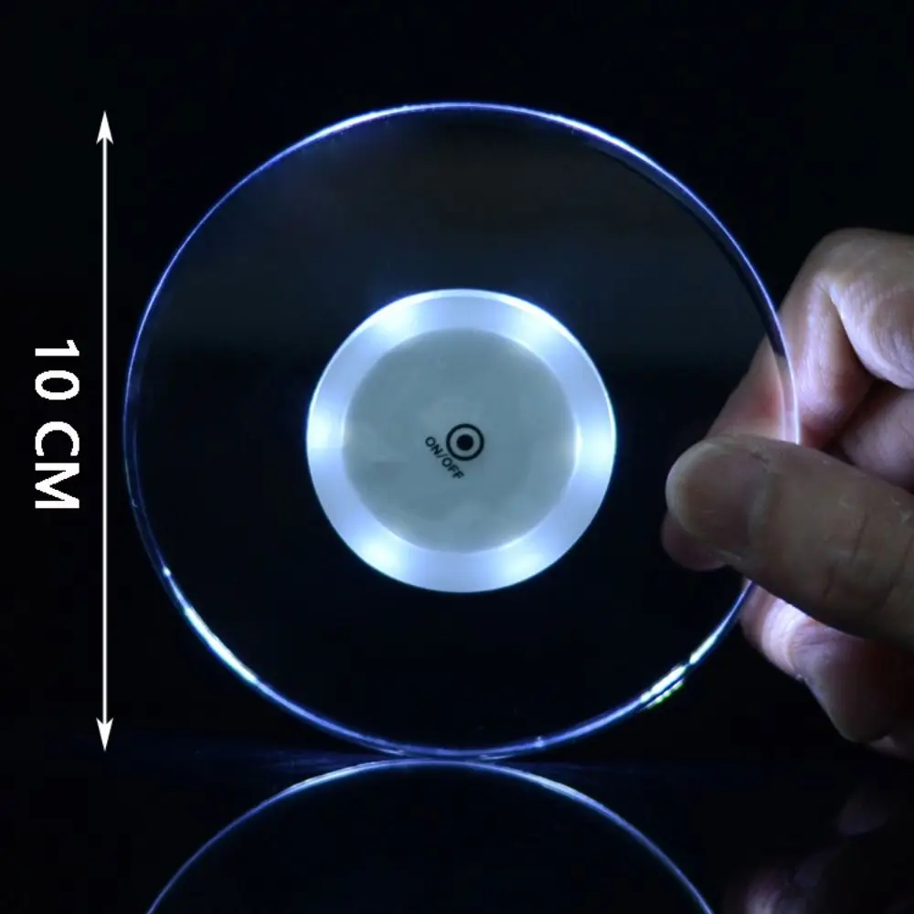 New Acrylic LED Luminous Coaster 10CM White Multicolor Cocktail Coaster Ultra-thin Luminous Colorful Coaster KTV Party