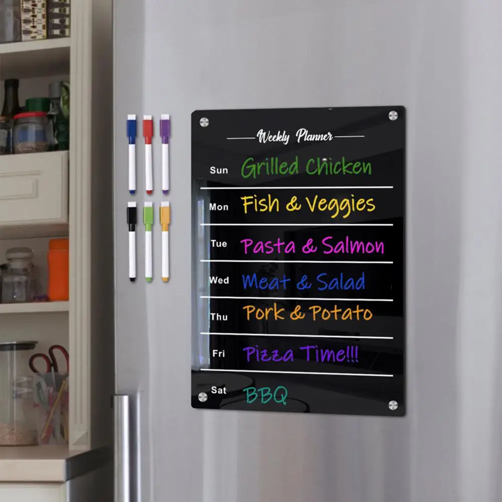 Fridge Erase Board Magnetic Monthly Calendar Kit Scratch-proof Fridge Planner with Easy Installation Dry-erase Acrylic Board