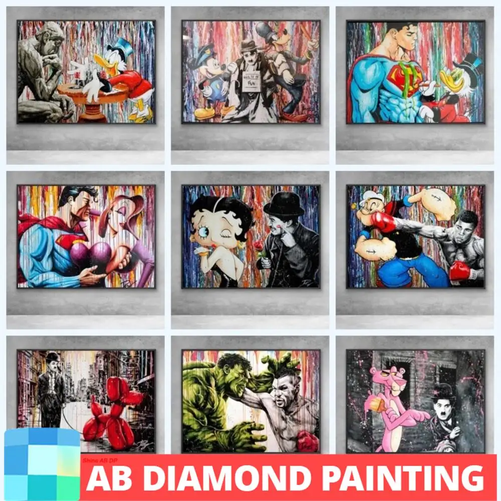 AB 오로라 디즈니 그래피티 아트, 재미있는 미키 마우스 벽 아트, DIY 5D..