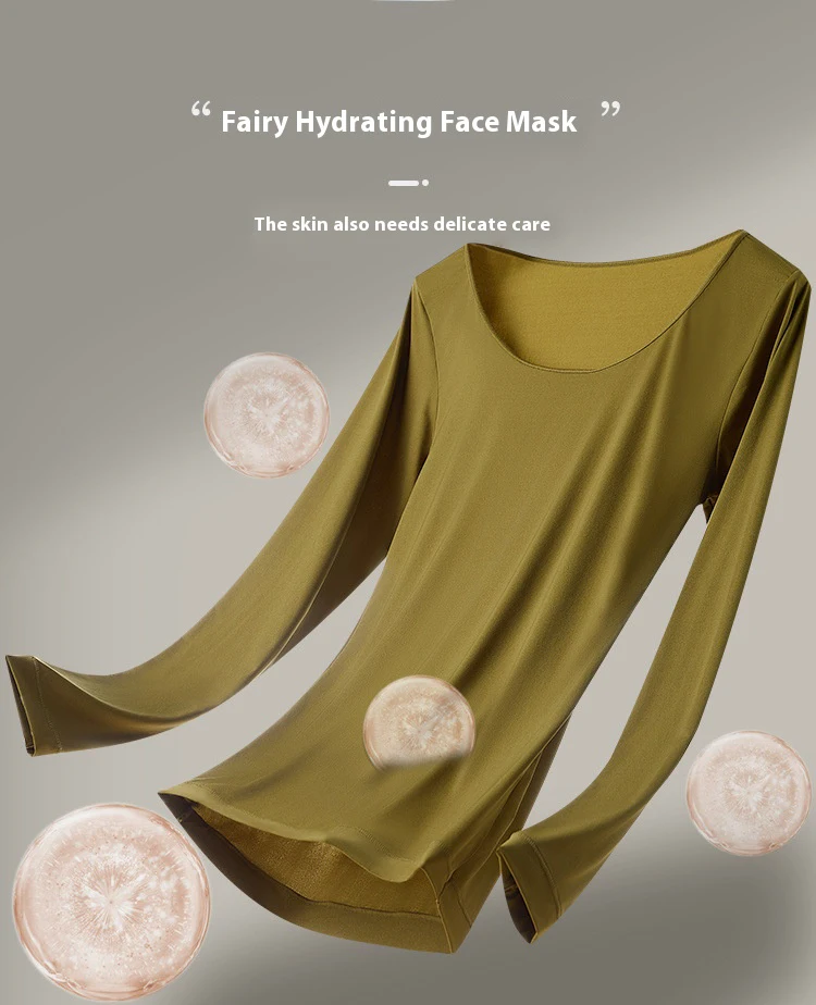 Camiseta térmica de manga larga para mujer, ropa interior térmica fina para otoño e invierno, talla L-XL