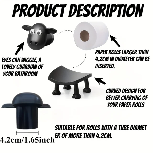 Porte-papier hygiénique en forme d'animal mignon, porte-rouleau de papier toilette, ensemble de salle de bain autoportant pour la maison, support de salle de bain 6