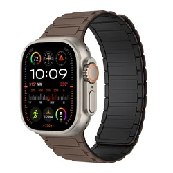 Universal Magnetic Silicone Watch Strap Bracelet - 46mm 44mm 45mm 49mm (Coffee Black)