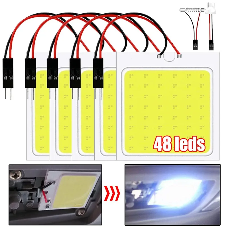 

T10 48 SMD LED Car Light Interior Dome Reading Lamp Auto Truck Universal High Brightness Roof Panel Light 12V Car Accessories