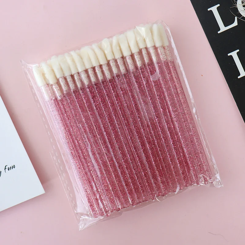 일회용 글리터 립글로스 브러쉬 속눈썹 연장 세척 브러쉬 크리스탈 립스틱 어플리케이터 클리너 메이크업 도구