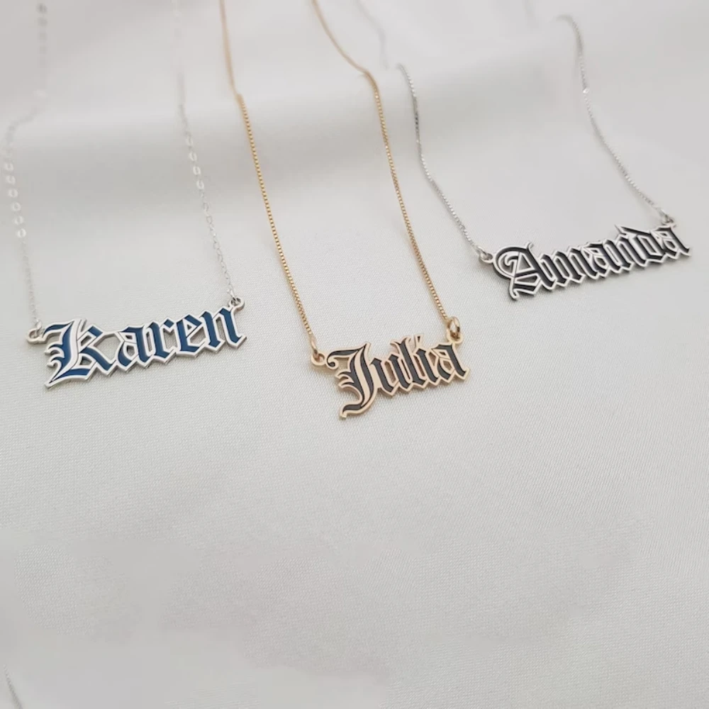 

Enamel Necklace Custom Name Necklaces Stainless Steel Pendant Dropoil Letter WIth Box O Chain Chocker Jewelry For Women Gift