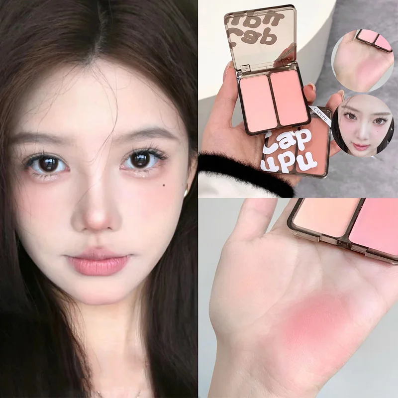 Powder Blusher Bicolor Matte Natural Cheek Tint Brighten Waterproof Face Contouring Cosmetics Korean Makeup