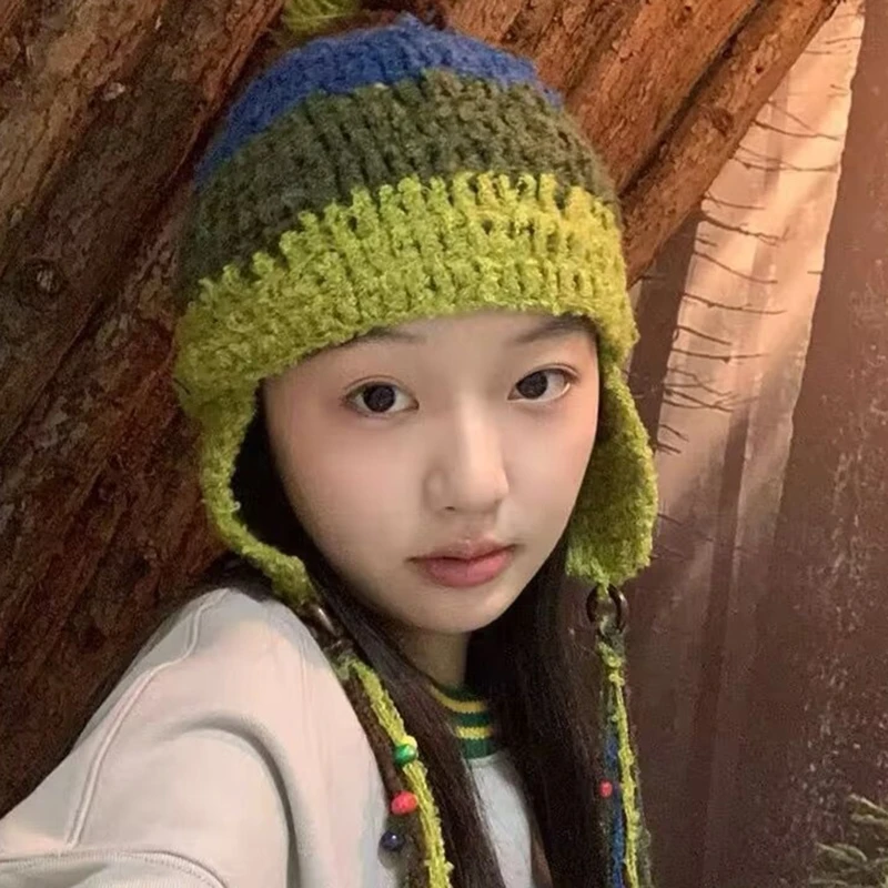 

Мягкая вязаная шапка, шапка-бини для подростков, женские наушники, велосипедная шапка, модный аксессуар для головы, Прямая