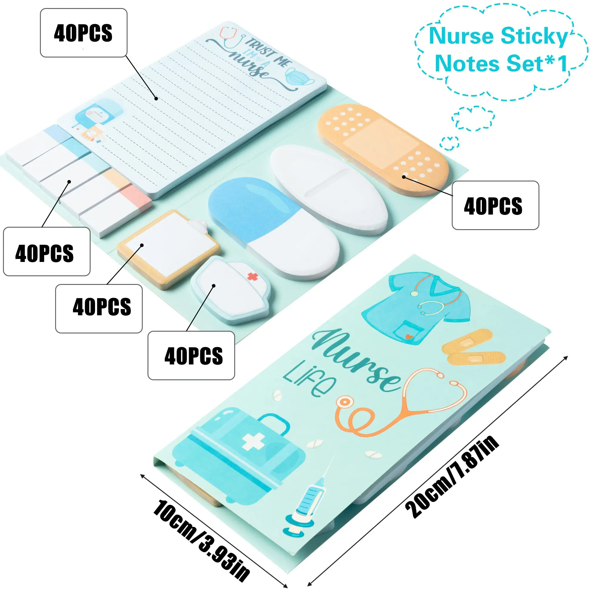 Nurse Sticky Notes Set, 440 Sheets Self-Stick Notes Pads for Nursing Student Essentials Hospital Nurse Supplies Gift 2