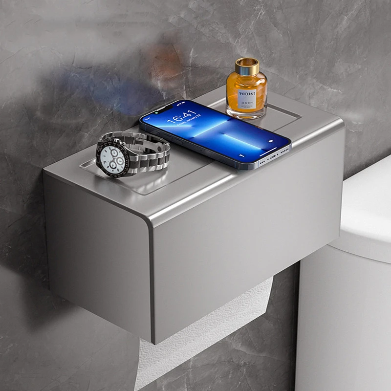 

Black /Grey Toilet Paper Box Storage Bathroom Tissue Box Rack Roll Paper Holder Wall-Mounted Bathroom Accessories