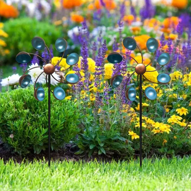 Napenergia -Hajtású Szélfém Fonó Parti Csapok Kézműves Szélmalom Szüreti Stílusú Kültéri Kerti Gyep Művészeti Dekoráció Tartozékok - Image 5