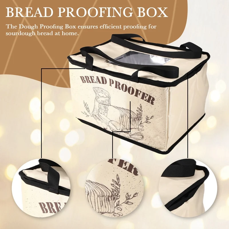 A74P-Bread Proofing Box With Heater For Precise Temperature Fermentation, Folding Zippered Dough Proofer Warming Box