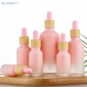 5/10/15/20 ML Pink Frosted Glass Bottle with Pipette Dropper, Pink Essential Oil Bottles, Cosmetic Essence Packing Bottle