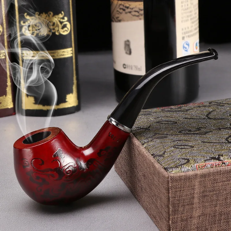 Tobacco pipe Herb smoking pipe Smoking pipe Fashionable Solid wood carved filter wooden pipe Durable detachable cleaning pipe Smoking Tobacco Cigarette Pipes Gift