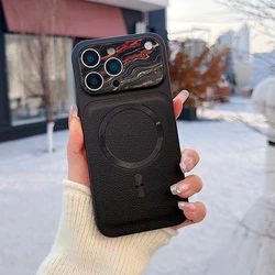 Luxury Magnetic Leather Phone Case with Magsafe - Shockproof Protector Cover - iPhone 14 Pro (Black BB)