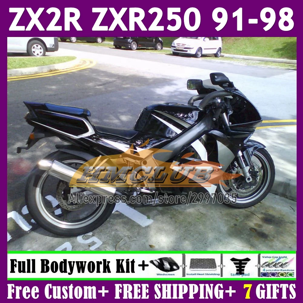 Fairing For KAWASAKI NINJA ZXR250 ZXR 250 black silvery ZX-2R ZXR