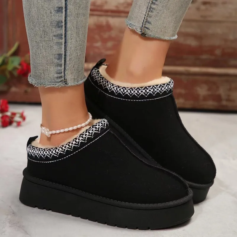 Chelsea Ankle Boots Snow Boots Women Winter 2023 New Brand Fur Short Plush Warm Flat Slippers Thick-soled Shoes Flip Flops