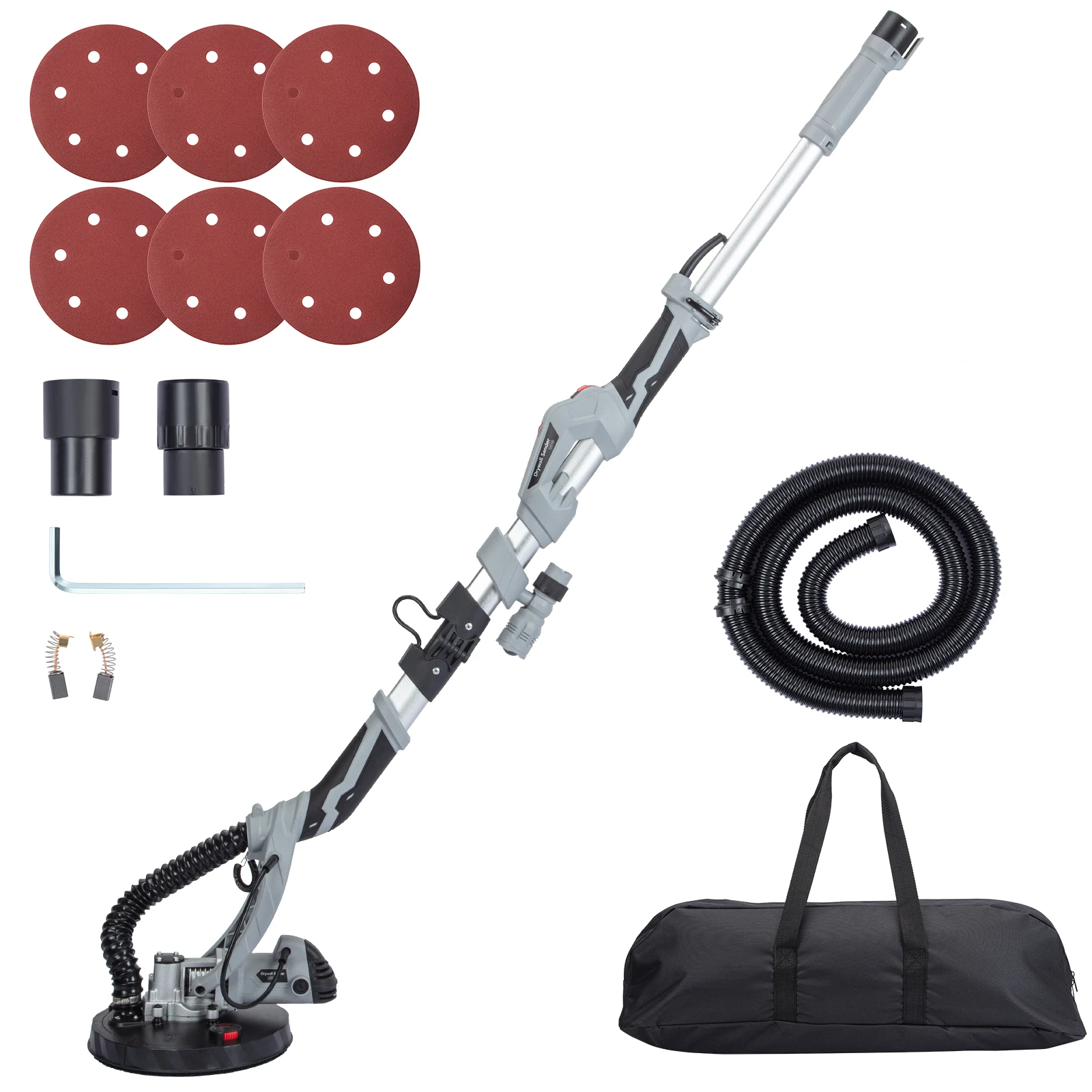 710W Drywall Sander with VDE Plug and 4m Cable, Non Self Priming, No-load Speed 800-1700rpm, Featuring LED Light Foldable Handle