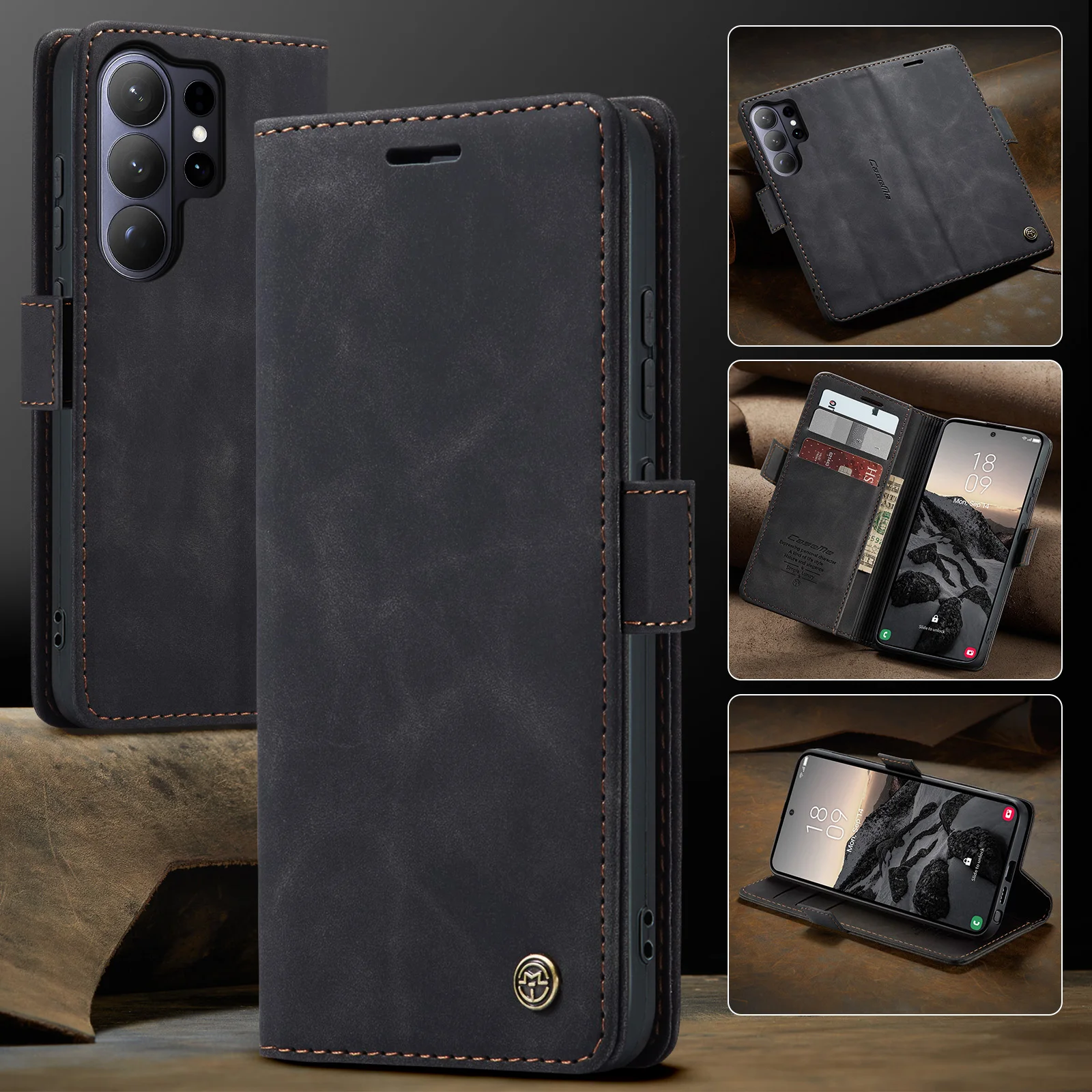 CaseMe Hochwertige Retro Magnetische Flip PU Ledertasche für Samsung Galaxy S26 Ultra S25 S24 S23 S22 S21 S20 S10 S9 Wallet Cover – Detail 12