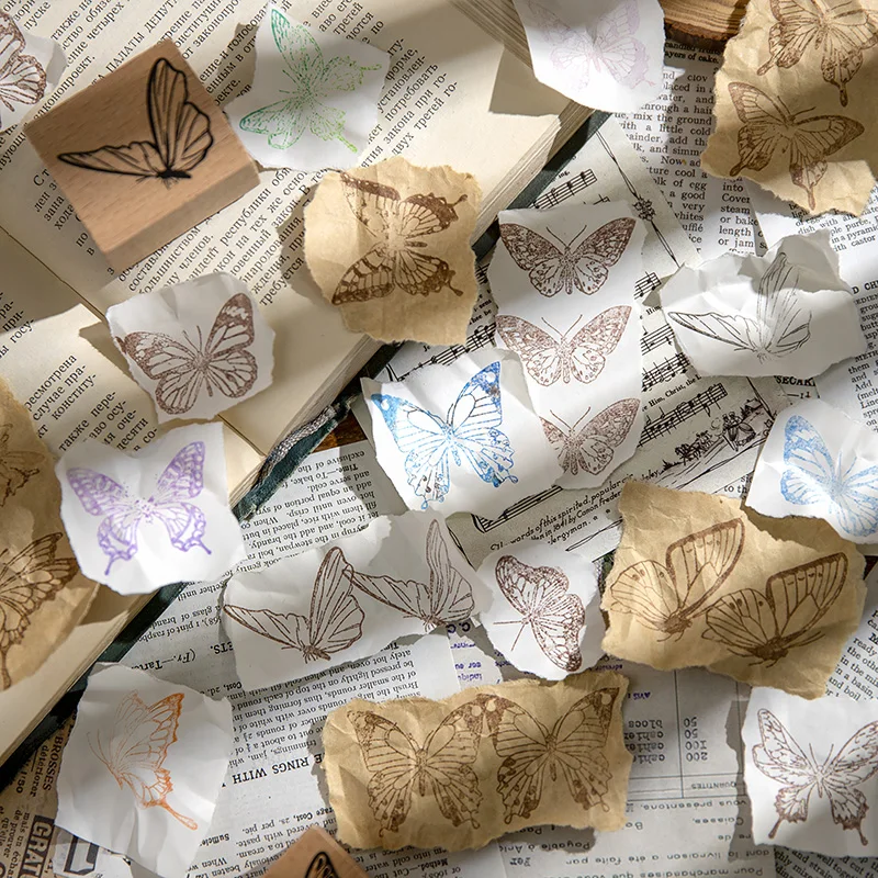 Decorative Stamps Yoofun Vintage butterflies Wood Stamp Standard Retro Stamp for Scrapbooking Journal Diary Decor Stationery wooden stamps,decorative stamps