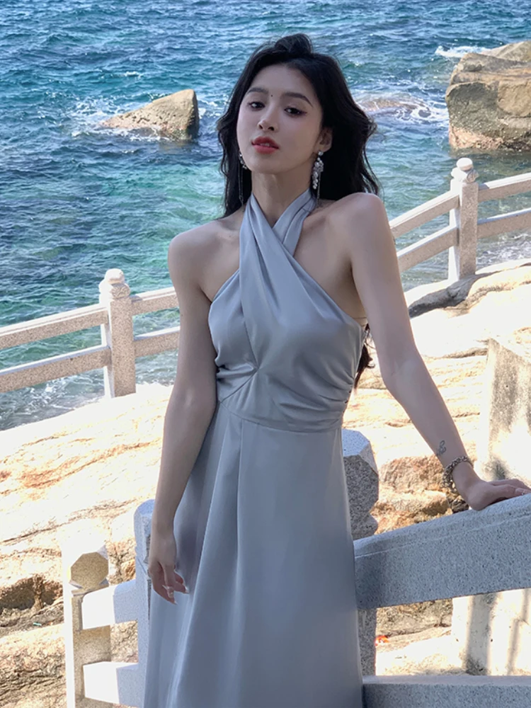 

Женское облегающее платье-макси без рукавов, винтажное облегающее платье средней длины на бретелях-спагетти, модель 2023 на лето