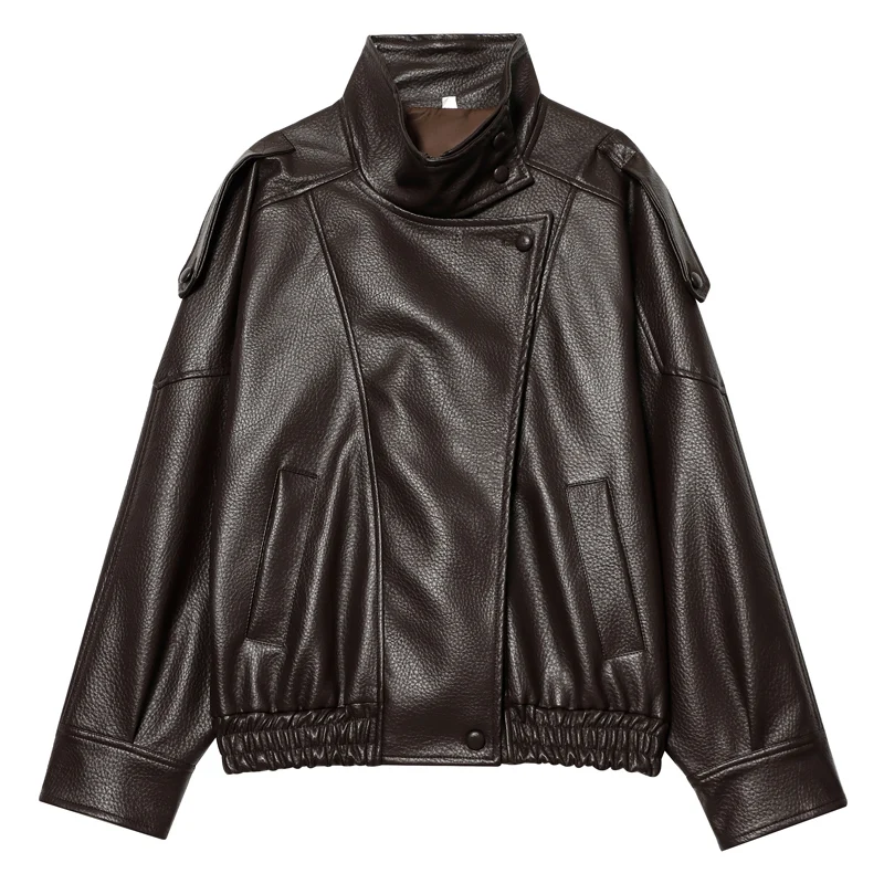 Women's Jacket Black Pu Leather Jacket Long Sleeve Top Female Autumn 2025 New In Jackets & Coats Street Zip-Up Jacket Streetwear - 5