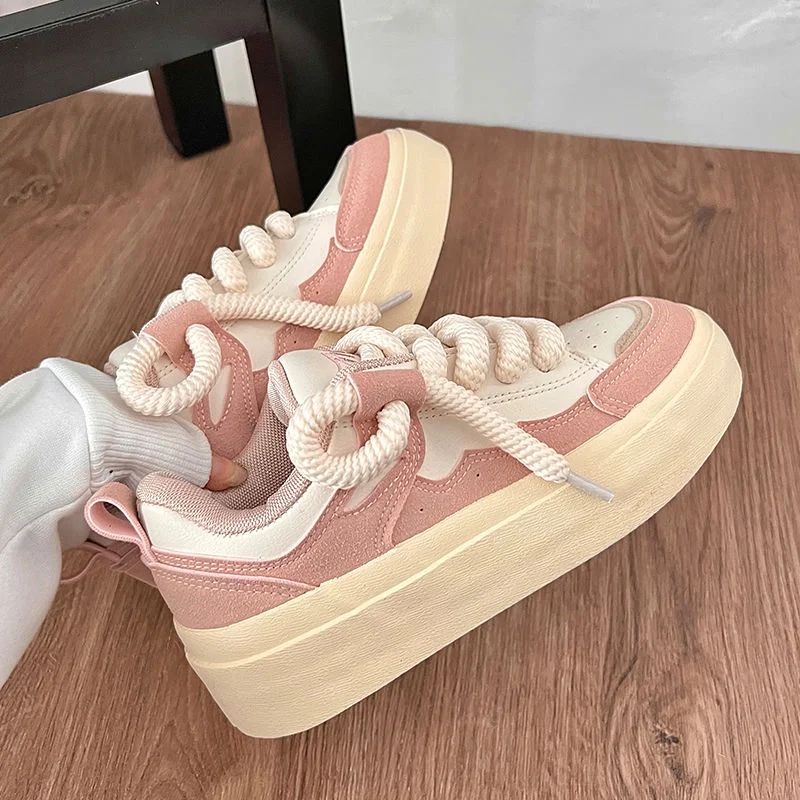 

Pink Kawaii Shoes Women's Platform Sneakers Sports Casual Vintage Vulcanize Lolita Canvas HarajukuTennis Female Flats