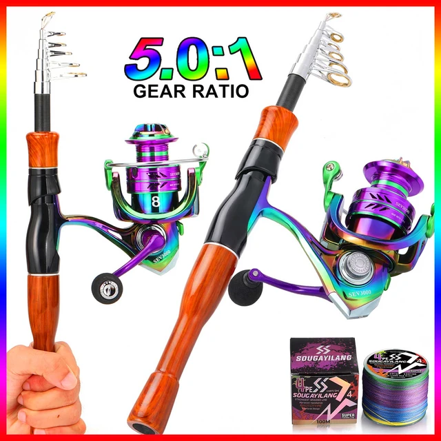 Sougayilang Fishig Rod Reel Comno 2.1m 4 Sections Spinning Rod and 1000-3000  Series 5.2:1 Gear Ratio Spinning Fishing Reel Pesca - AliExpress