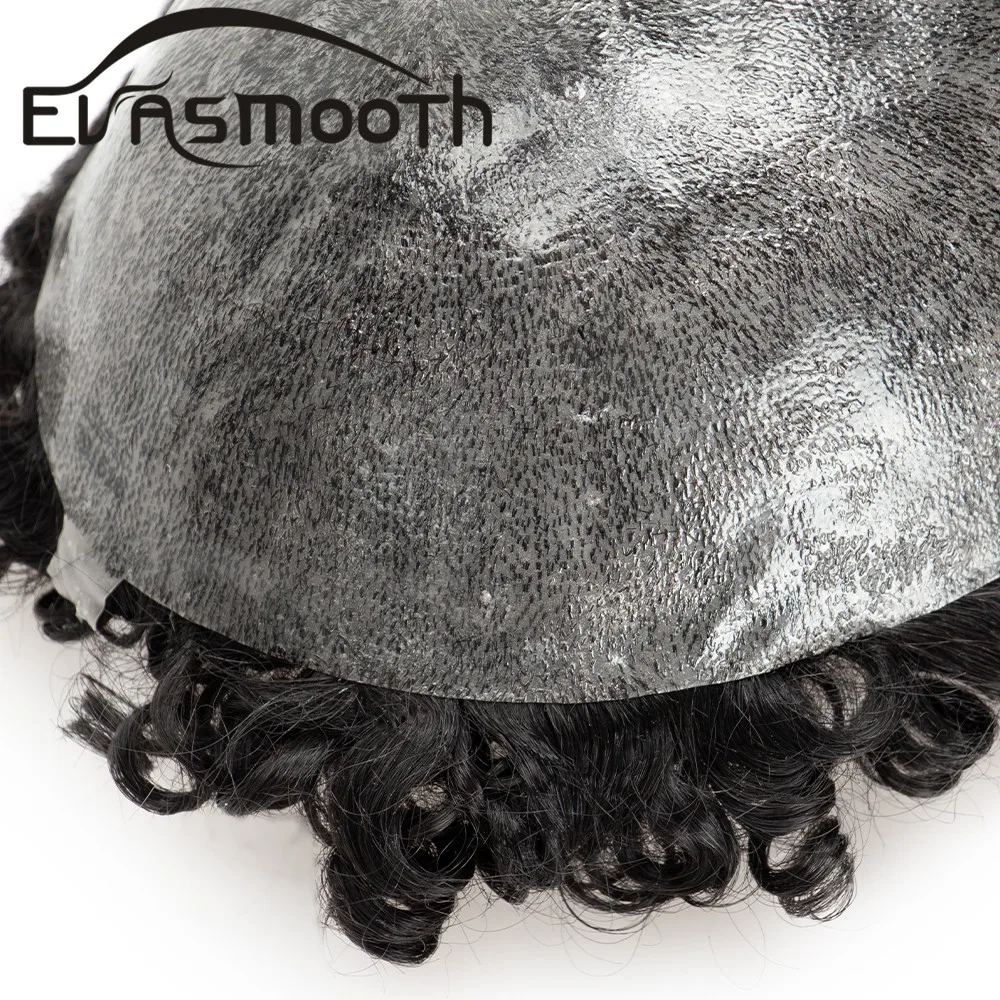 Human Hair Toupee Afro 15mm Curly Hair Men Wig 100% Human Hair Hairpiece Pu Base Men Toupee Replacement System Unit Men's Human Prosthesis human hair toupee